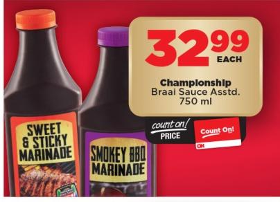 Championship Braai Sauce Assorted 750 ml