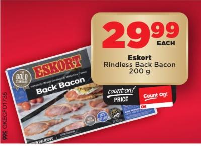 Eskort Rindless Back Bacon 200g