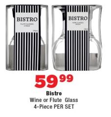 Bistro Wine or Flute Glass 4-Piece PER SET