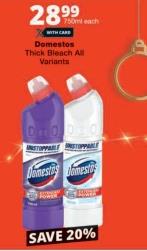 Domestos Thick Bleach All Variants 750ml