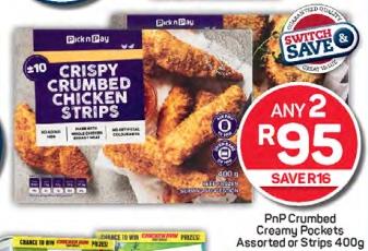 Pick n Pay PnP Crumbed Creamy Pockets Assorted or Strips 400g