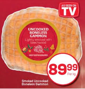 Santa's Village Smoked Uncooked Boneless Gammon Per Kg