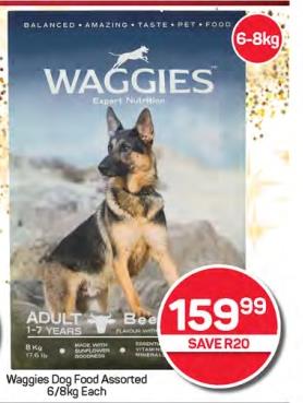 Waggies Dog Food Assorted 6/8 kg Each