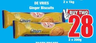 DE VRIES Ginger Biscuits 2 x 1kg