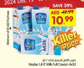 Nadec UHT Milk Full Cream 4x1Lt