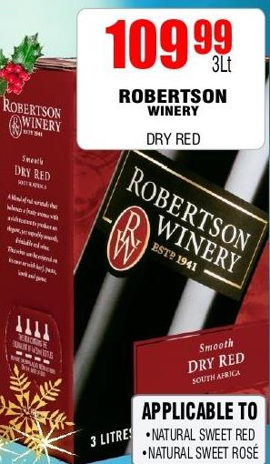 ROBERTSON WINERY DRY RED 3Ltr