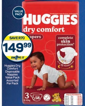 Huggies Dry Comfort Disposable Nappies Value Pack