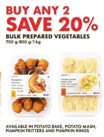 Woolworths Bulk prepared vegetables 700 g/800 g/1 kg