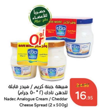 Nadec Analogue Cream / Cheddar Cheese Spread (2 x 500g)