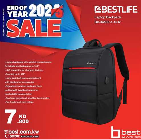 Bestlife Laptop backpack with padded compartments for tablets and laptops up to 15.6”