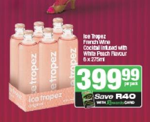 Ice Tropez French Wine Cocktail Infused with White Peach Flavour 6 x 275ml