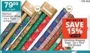 Buy any 2 Christmas Wrapping Paper 2M x 70cm