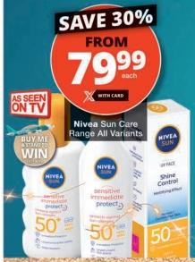 Nivea Sun Care Range All Variants