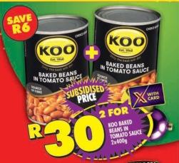 Koo Baked Beans in Tomato Sauce 2x400g