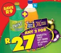 Sparletta/Twist Soft Drink all variants 2x2L