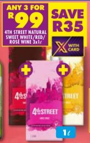 4th Street Natural Sweet White/Red/Rose Wine 3x1L Any 3