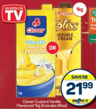 Clover Custard Vanilla Flavoured 1 kg (Includes Bliss)