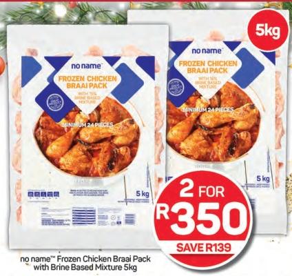 no name Frozen Chicken Braai Pack with Brine Based Mixture 5kg