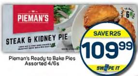 Pieman's Ready to Bake Pies Assorted 4/6s