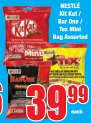 Nestlé Kit Kat / Bar One / Tex Mini Bag Assorted