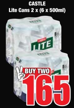 CASTLE Lite Cans 2 x (6 x 500 ml)