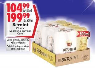 Bernini Classic Sparkling Spritzer Cans 12x500 ml