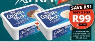 Dairymaid Country Fresh Ice Cream All Variants 1.8L any 2 