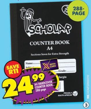 Scholar A4 Hardcover Counter Book 288-page