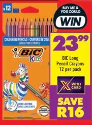 BIC Long Pencil Crayons 12 per pack