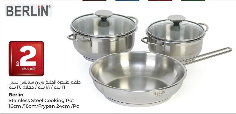 Berlin Stainless Steel Cooking Pot 16cm/18cm/Frypan 24cm